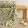 thumbnail image 4 of Soimoi Yellow Cotton Voile Fabric Stripe & Orange Fruits Printed Craft Fabric by the Yard 42 Inch Wide, 4 of 7