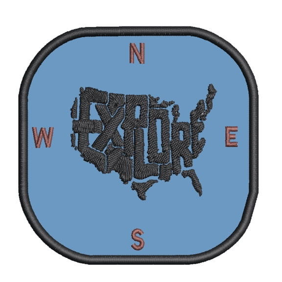 Explore USA Compass Embroidered Patch Iron/Sew-On Applique Travel Souvenir