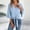 Blue, variant on Women's V‑Neck Single Breasted Front Tie Knot 3/4 Sleeve Draped Blouse Soft Loose Fit Casual Summer Top for Daily Date Night Vacation Wear Pink M