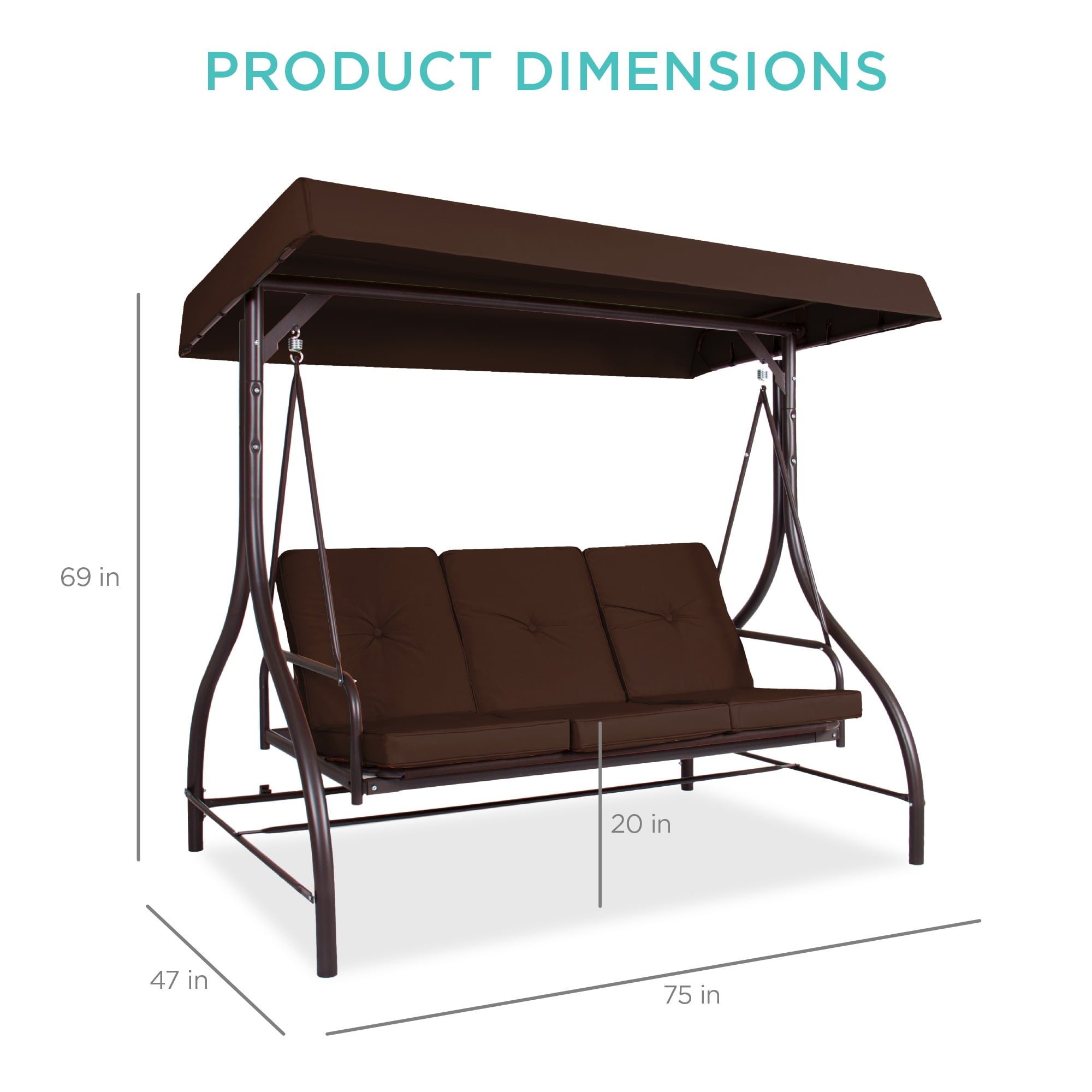 With Canopy 2-in-1 Garden Swing Seat Bed, Seater Convertible