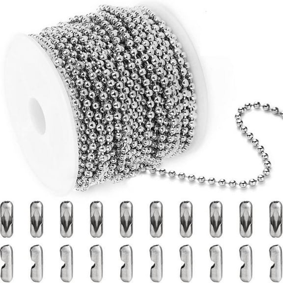 Stainless Steel Ball Chains Pull Chain Bead with 20 PCS Matching Connectors