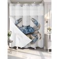 thumbnail image 4 of Blue Crab Coastal No Hook Shower Curtain Waterproof, Bathroom Curtains with Snap in Liners and See Through Top Window, Vintage Beach Nautical Coral Sea Hotel Style Bathtub Curtains Shower 72"Wx78"L, 4 of 8
