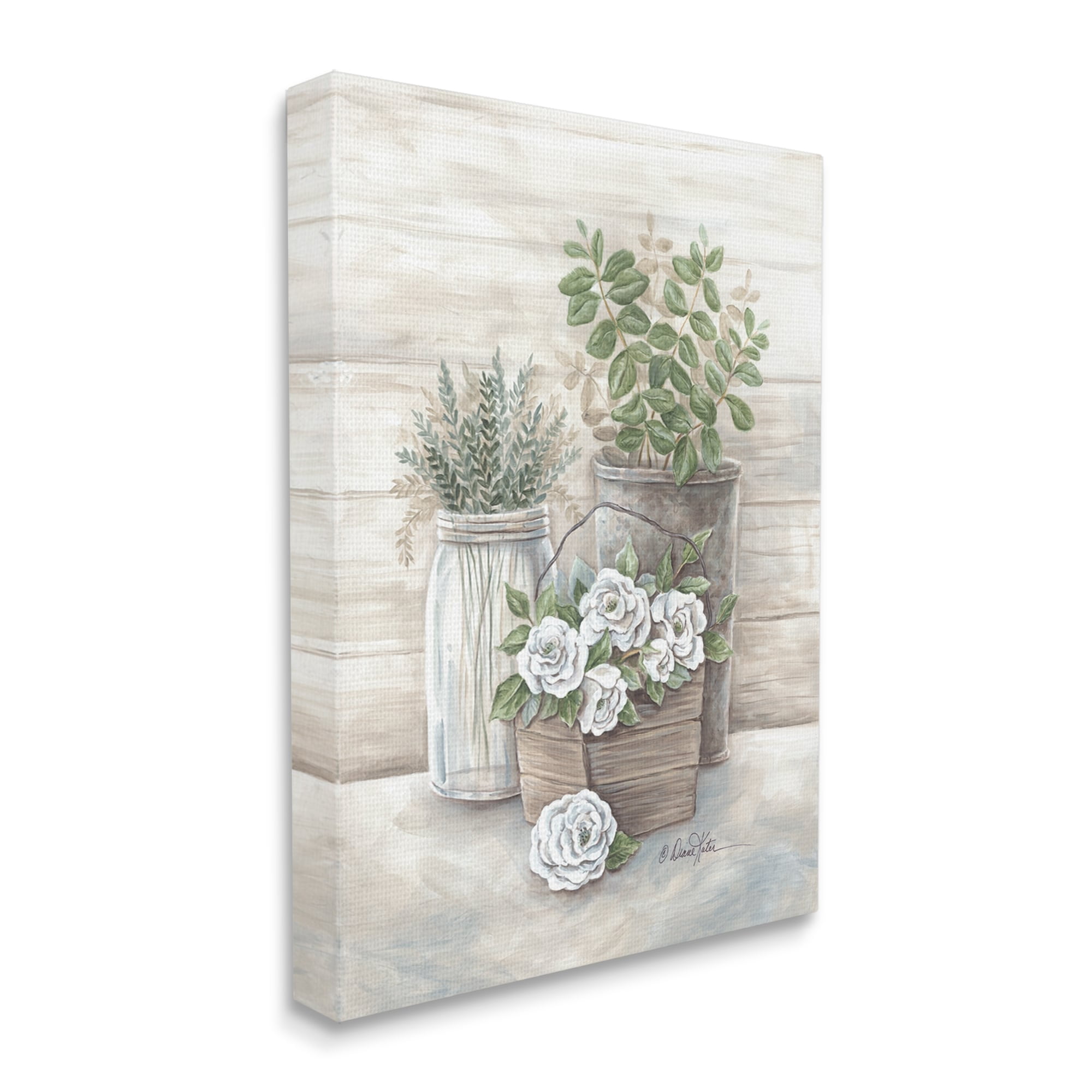 Stupell Industries Country Succulents Botanicals Rustic Jar Planter Design, 16 x 20, Design by Diane Kater