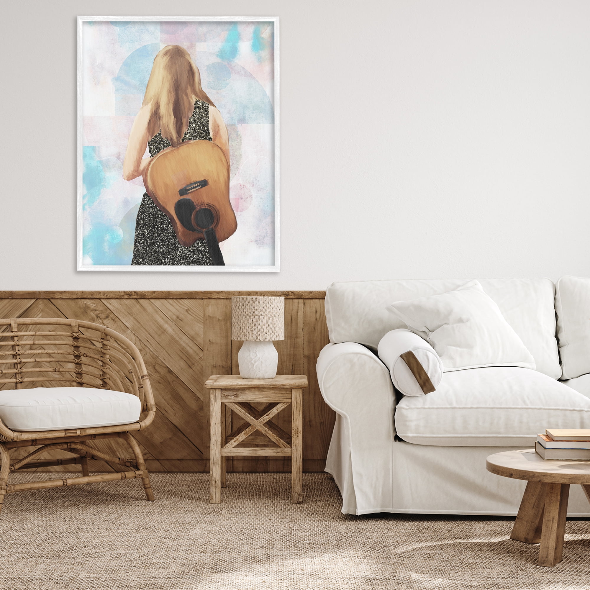 Stupell Industries Dreaming With My Guitar White Framed Giclee Art, design by Dan Meneely