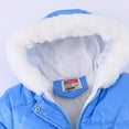 thumbnail image 5 of Spazoro Toddler Girls Parka Jackets, Full-Zip Windproof Faux Fur Hood Fleece Padded Winter Coat for Kids Blue Size 4 T, 5 of 8