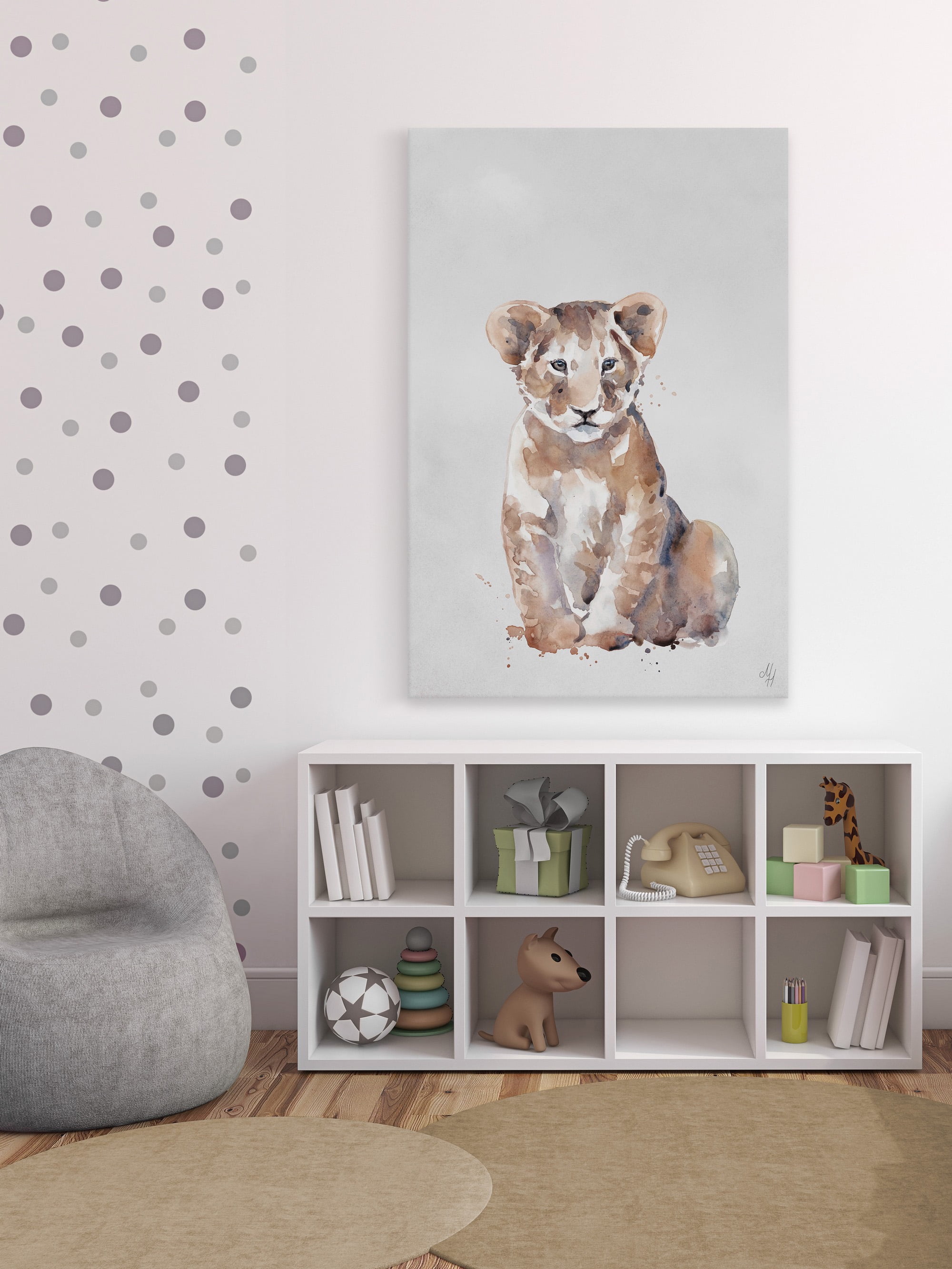 Marmont Hill Cuddly Baby Cub Canvas Wall Art