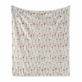 thumbnail image 1 of Flamingo Soft Flannel Fleece Throw Blanket, Exotic Birds on Tropical Motifs Jungle Paradise Hipster Love Romance, Cozy Plush for Indoor and Outdoor Use, 70" x 90", Dust Salmon Coral, by Ambesonne, 1 of 5
