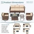 thumbnail image 6 of ELPOSUN Patio Furniture 7 Pieces Wicker Outdoor Sectional Sofa Sets, Rattan Conversation Set with Fire Pit Table, Swivel Chairs for Backyard, Pool, Beige/Navy Blue/Grey（Include Waterproof Covers ）, 6 of 8