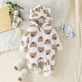 thumbnail image 2 of SERTG Toddler Kids Cute Hooded Romper Thick Lined Full Sleeve Bodysuit Fall Winter Warm Cozy Soft Onesie for Infants Boys and Girls 0-18 Months(White,3 Months), 2 of 4