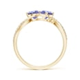 thumbnail image 2 of ANGARA Natural Round 1 ct Tanzanite Two Stone Bypass Ring with Diamonds in 14K Yellow Gold for Women (Size-5mm) | December Birthstone, Anniversary, Jewelry Gift for Women | Natural Tanzanite Ring, 2 of 11