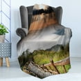 thumbnail image 4 of Nature Soft Flannel Fleece Throw Blanket, Sunrise over Mountains in Hazy Foggy Sky Italian High Peaks Refreshing Landscape, Cozy Plush for Indoor and Outdoor Use, 50" x 60", Multicolor, by Ambesonne, 4 of 5