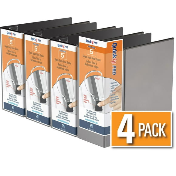 QuickFit Anneaux en D Pin-Lock, 5 po, à déclencheur unique, verrouillables, prévenant l'écartement paquet de 4