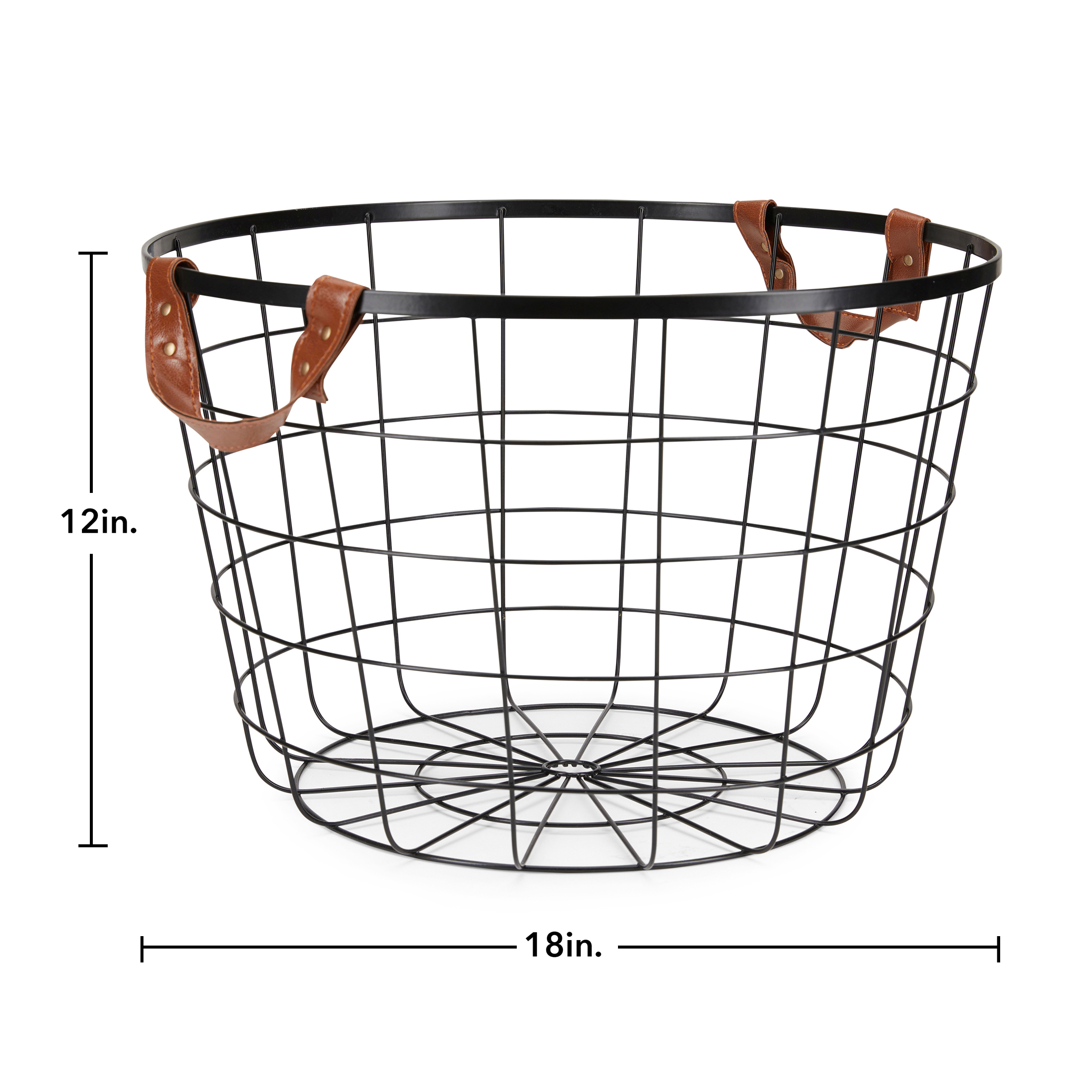 Mainstays Large Round Wire Basket with Handles, Black - image 5 of 6