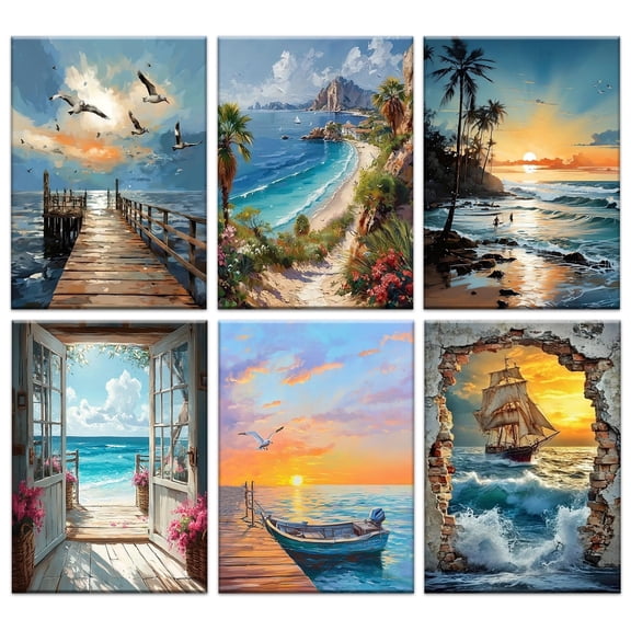 JYLMOOD 6 Pack Diamond Painting Kits with Full Accessories for Adults 30x40cm, craft Kits for Home Office Wall Decro