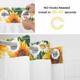 thumbnail image 2 of No Hook Shower Curtain with Snap in Liner, Pastoral Sunflower Butterfly Daisy Waterproof Bath Curtain Double Layers with See Through Top Window, Green Leaves Country Hotel Shower Curtains 60x72in, 2 of 9