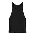 thumbnail image 5 of xfsWaSs Workout Tank Tops For Women Sleeveless Ribbed Knit Camisole Tank Top High Neck Cropped Basic T-Shirts Casual Summer Tops Beach Vacation Outfits, 5 of 5