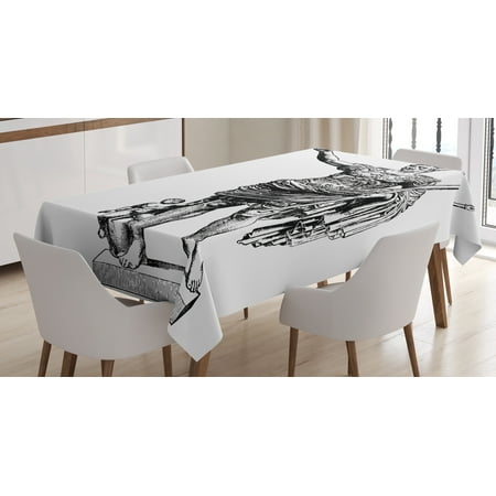 

Ambesonne Retro Tablecloth Rectangular Table Cover Antique King 52 x70 Black White
