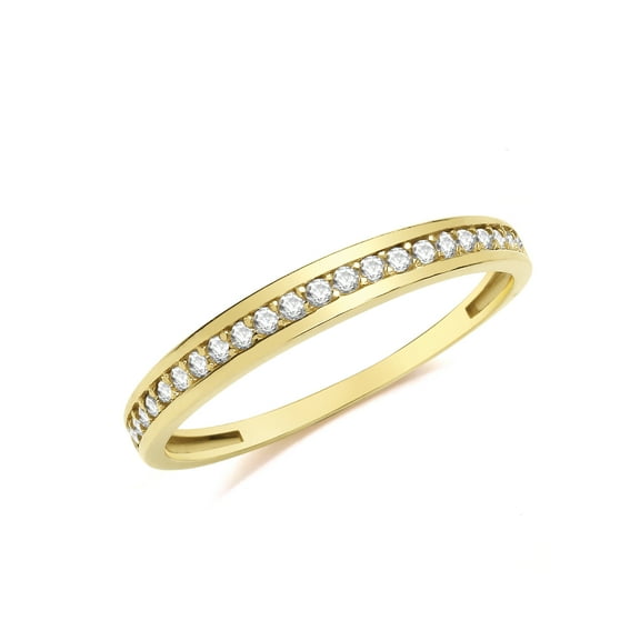 Stylish 9k Gold Women Half Eternity Ring with Cubic Zirconia/CZ