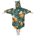 thumbnail image 2 of FORMRS Wearable Blanket Hoodie with Sleeves for Kids Cozy Flannel Sweatshirt, Orange Leaves, 2 of 7