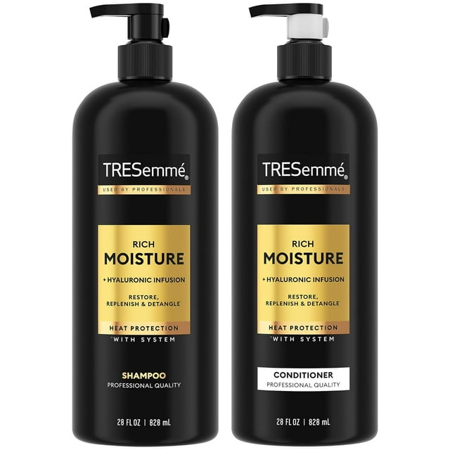 Shampoo & Conditioner, Rich Moisture – Moisturizing Hair Care with Hyaluronic Acid, Paraben-Free, 28 Oz Ea