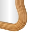 thumbnail image 4 of DecMode 27" x 39" Brown Wood Handmade Ribbed Console Table with Mirror, 2-Pieces, 4 of 10