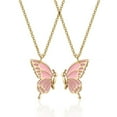 thumbnail image 2 of harmtty 2Pcs/Set Friendship Necklace Meaningful Bright Luster All Match Adjustable Extension Chain Decoration Gift Best Friend BFF Sister Butterfly Pendant Necklace for Anniversary, 2 of 8