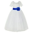 thumbnail image 2 of Ekidsbridal Girl Pageant Flower Girl Dress - Ivory Illusion Lace Short Sleeve LG2T-A (Size: 2-12), 2 of 3