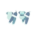 thumbnail image 3 of Aojekbee Baby Boy Pants Outfit Letter Print Short Sleeve Romper with Contrast Color Pants and Hat Set, 3 of 10