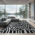 thumbnail image 2 of ODIKA 8'x10' Washable Area Rug Entryway Alternating Motif Bordered Framework Symmetrical Bathroom for King Size Bedroom Under Bed, Master Suite, Non-Shedding, Easy Care, 2 of 7