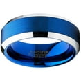 thumbnail image 3 of Metal Masters Tungsten Carbide Mens Brushed Wedding Band Blue Plated Engagement Ring 8mm Comfort-Fit, 3 of 6