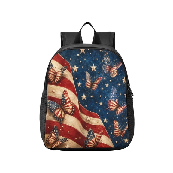 Toddler Backpack American Flag Butterflies Waterproof Lightweight Backpack Casual Mini Daypack for Daycare & Travel