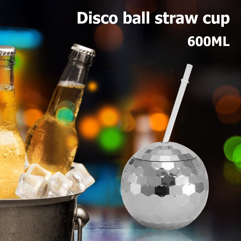 XLong 4 Pack Gold Disco Ball Cup,20 oz Reusable Plastic Cups Tumbler with Lids and Straws,Sparkly Glitter Disco Ball Cups Cocktail Cups Tea Bottle