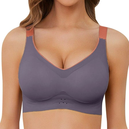 

ZMHEGW Seamless Bras for Women 1 Wire-Free Sport Underwear Solid Print Grey Xxxl
