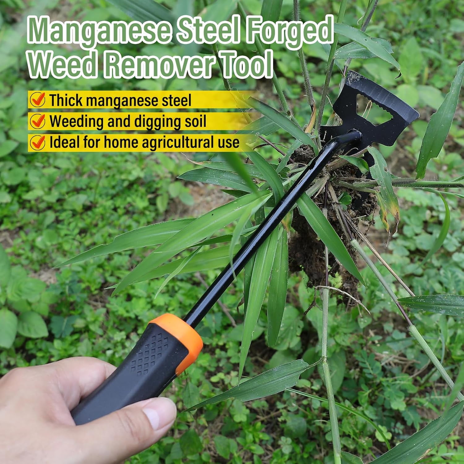 Weed Remover Tool,Portable Garden Weeder Tool,New Manganese Steel Weeding Tools,for Hand Weeder for Vegetable Gardening Backyard Farm Planting & Uprooting Weeding Tool (Rubber 6-Tooth)