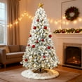 thumbnail image 4 of Bringstar 7FT Pre-Lit Flocked Christmas Tree, Hinged Artificial Xmas Trees/Premium PVC Branches, 400 Lights, 4 of 11