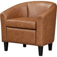 thumbnail image 3 of Yaheetech Faux Leather Barrel Chair with Curved Armrest and Removable Seat Cushion, Brown, 3 of 7