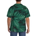 thumbnail image 3 of Lsque Green Leave Fern print Men's Cuban Collar Short Sleeve Shirt Summer Beachwear Casual Button Down Fashionable Vacation Leisure Shirt-Small, 3 of 7