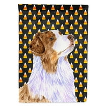 Carolines Treasures LH9059-FLAG-PARENT Australian Shepherd Candy Corn Halloween Portrait Flag  multicolor