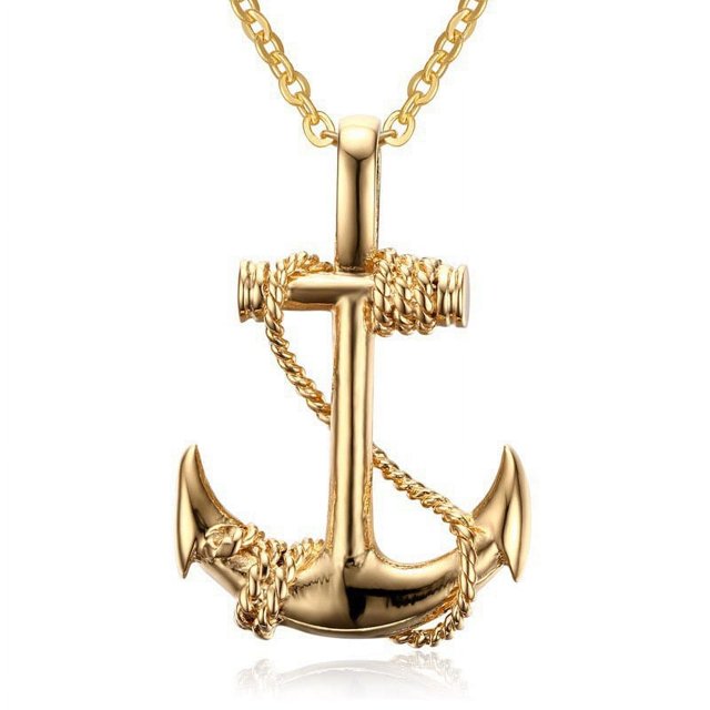 Collares Para Hombres Estilo Europeo Y Americano Colgante De Ancla De Acero Inoxidable Para Hombres Colgante De Ancla De Piratas Del Caribe Colgante De Oro