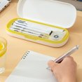 thumbnail image 4 of 1 Pack Plastic Pencil Box with Lid Stackable Design and Stylish Office Supplies Storage Organizer Box, 22*8*4cm, 4 of 5