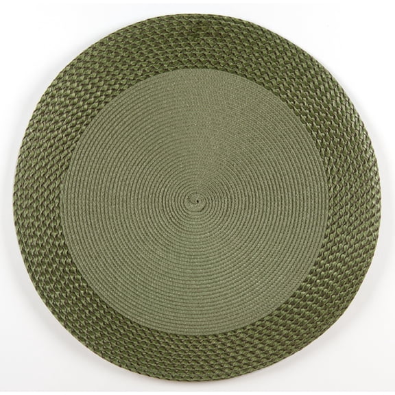 Maison Concepts Vinyl Round Placemat With Border Green-Set Of 12 (0.75 L X 6 W X 14.75 H)