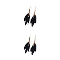 thumbnail image 4 of Qarigey 2 uds pendientes cadena pluma bohemio borla pendiente largo Retro accesorios de joyería elegante para mujeres niñas negro Negro 2piezas, 4 of 6