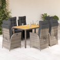 thumbnail image 1 of vidaXL 7 Piece Garden Dining Set with Cushions Grey Poly Rattan, 1 of 5