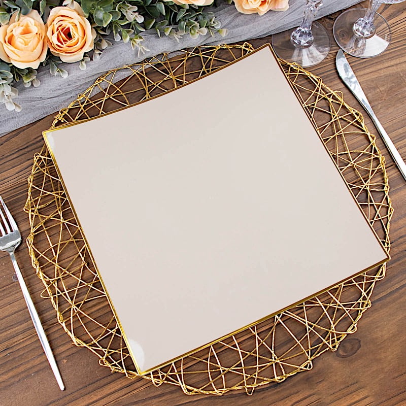 BalsaCircle 10 Concave Taupe 10" Square Disposable Salad Dinner Plastic ...