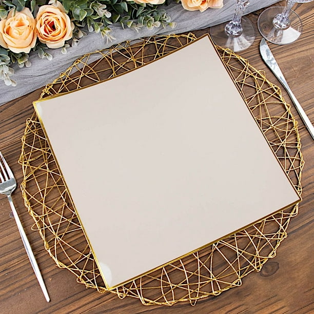 BalsaCircle 10 Concave Taupe 10" Square Disposable Salad Dinner Plastic ...