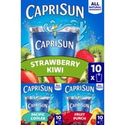 Capri Sun Flavored with Other Natural Flavor Juice Drink Blend, 30 Pouches, for School Lunches and On-the-Go Hydration, Fruit Punch, Strawberry Kiwi & Pacific Cooler, All Natural Ingredients, 6 fl oz