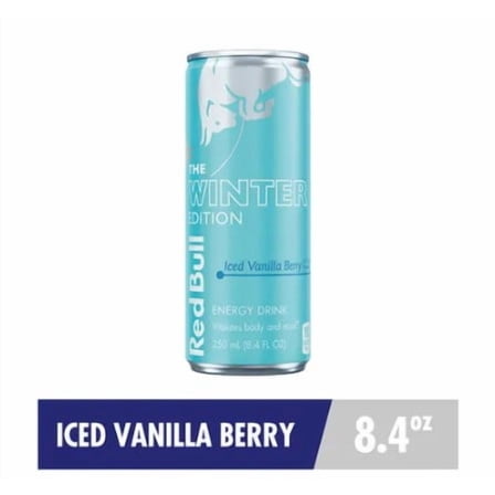 Red Bull Winter Edition Energy Drink, Iced Vanilla Berry, 8.4 fl.oz. can, Pack of 8 cans, with 80mg Caffeine, Taurine & B Vitamins