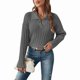 thumbnail image 3 of Suéteres de Punto para Mujer, Suéteres de Larga con Cuello en V, Camisetas Casuales, Conjuntos de Moda de Otoño Gris Oscuro XL, 3 of 7