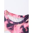 thumbnail image 5 of Fdqin Girls Summer Outfits 6 Pcs Tie-dye Heart Print Casual Short Sleeve Tee Tops and Dolphin Shorts Set Red Blue Purple Pink 4-5 Years, 5 of 8