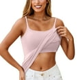 thumbnail image 2 of Lumtrix Women's Slim Fit Square Neck Tank Tops with Built-in Padded Shelf Bra Adjustable Spaghetti Strap Camisole Cotton Undershirts Light pink 2XL, 2 of 6